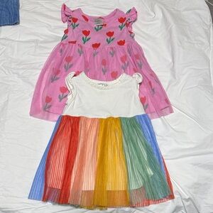 Hanna Andersson Pink Floral and Rainbow Dresses